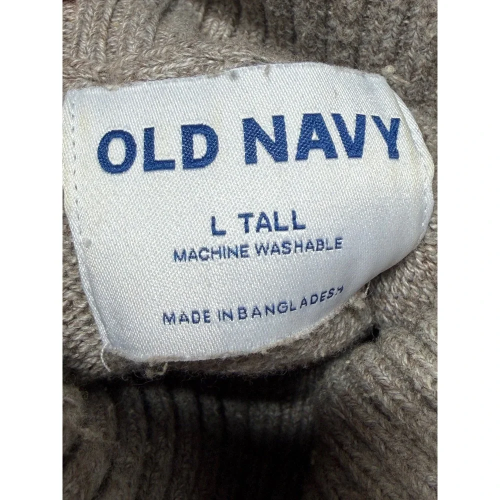 Old Navy‎ Mens Turtleneck Sweater Large Tall Brown Heathered Cotton Blend Knit